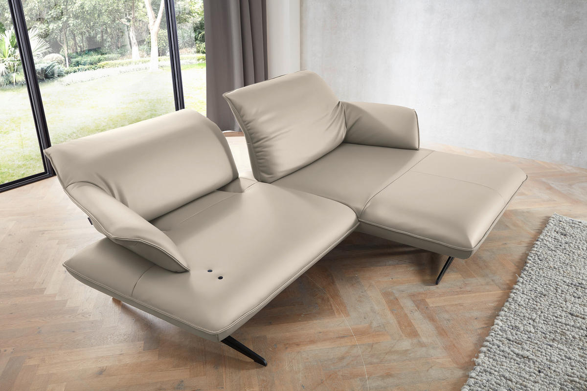 ECKSOFA in Echtleder Cappuccino  252/169 cm  - Beige/Schwarz, Design, Leder/Metall (252/169cm) - Koinor