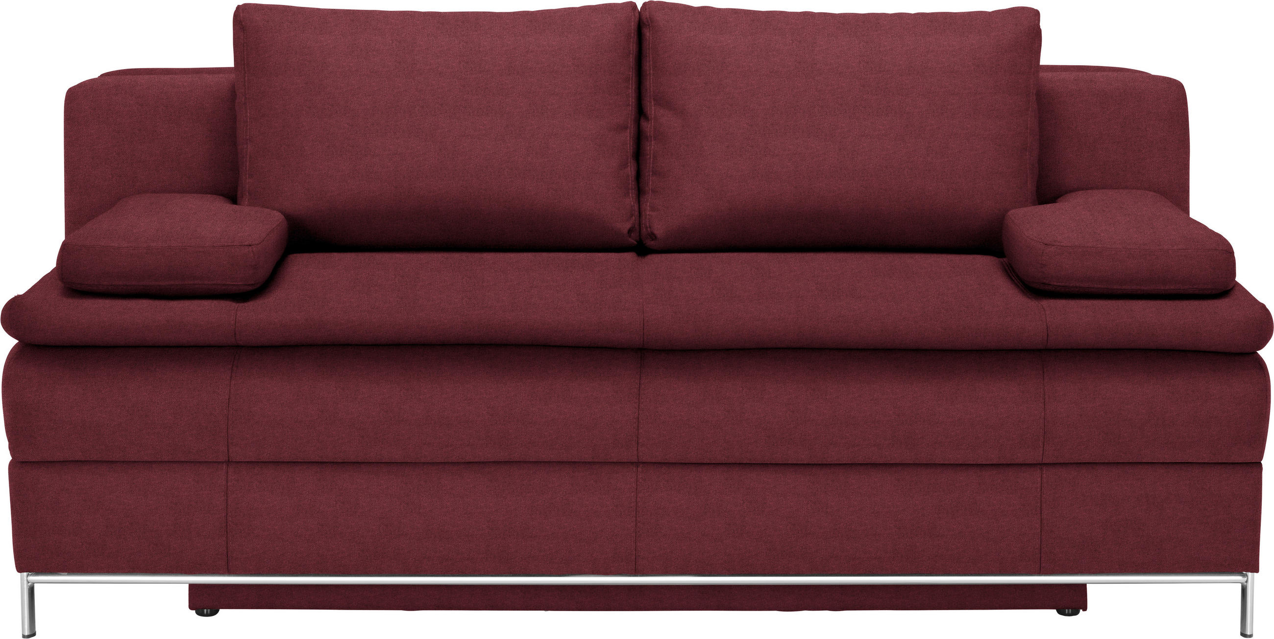BOXSPRINGSOFA Webstoff Weinrot  - Chromfarben/Weinrot, Design, Textil/Metall (200/93/107cm) - Novel
