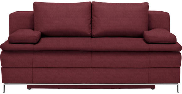 BOXSPRINGSOFA Webstoff Weinrot - Chromfarben/Weinrot, Design, Textil/Metall (200/93/107cm) - Novel