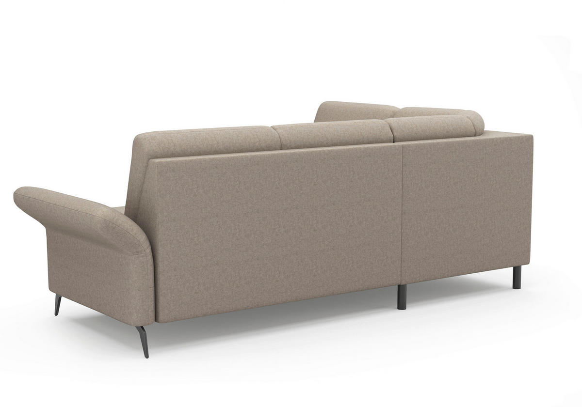 ECKSOFA ROCHELLE E Taupe Flachgewebe  - Taupe/Schwarz, KONVENTIONELL, Textil/Metall (216/240cm) - Sit & More