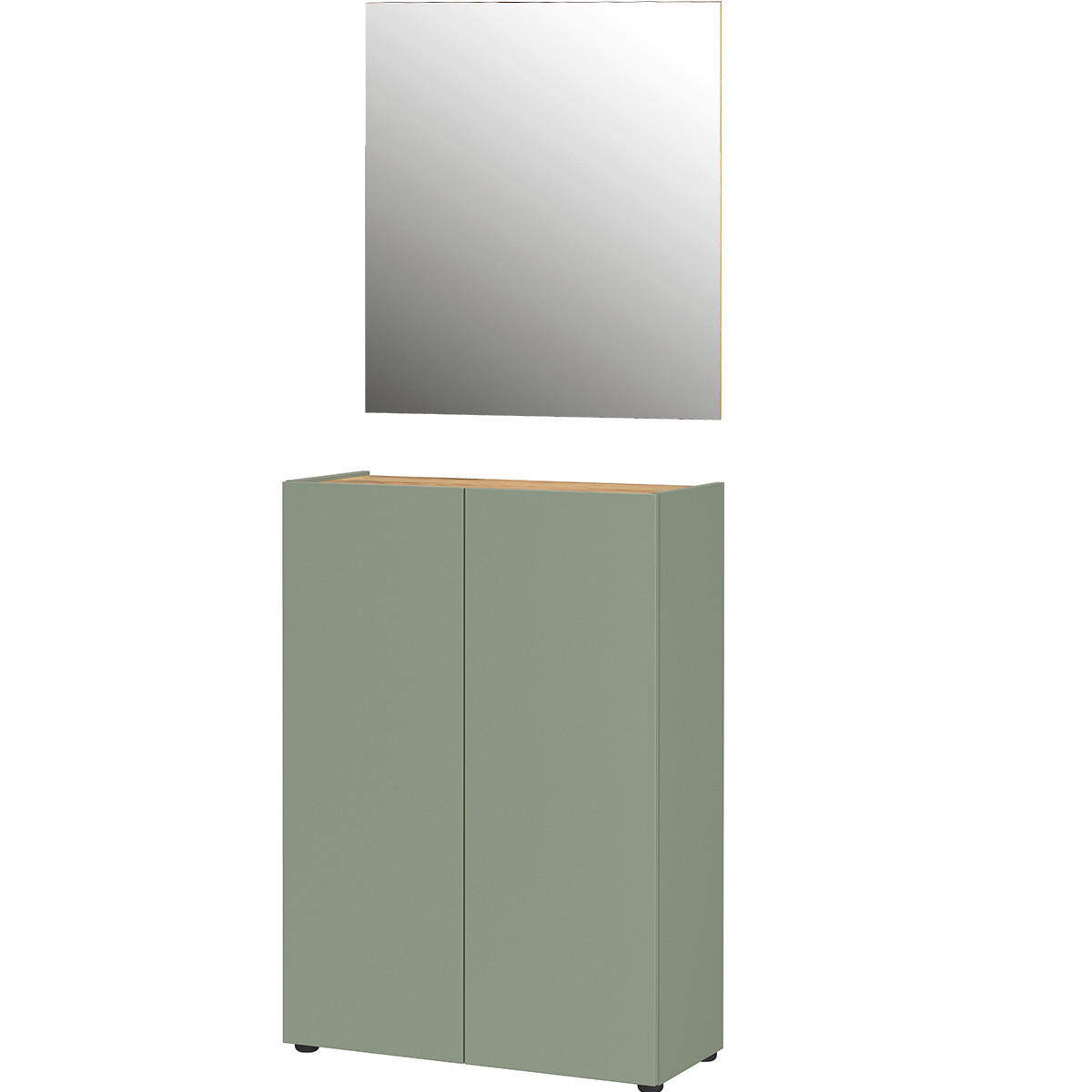 GARDEROBE 2-teilig  in 74/200/33 cm  - Eichefarben/Grün, Design, Glas/Holzwerkstoff (74/200/33cm) - Germania