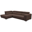 ECKSOFA  in Mikrofaser Hellbraun  207/301 cm  - Chromfarben/Hellbraun, Design, Textil/Metall (207/301cm) - Xora
