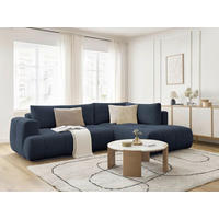 ECKSCHLAFSOFA FUJI Leinenoptik Dunkelblau  inkl.  - Schwarz/Dunkelblau, MODERN, Kunststoff/Textil (282/204cm)