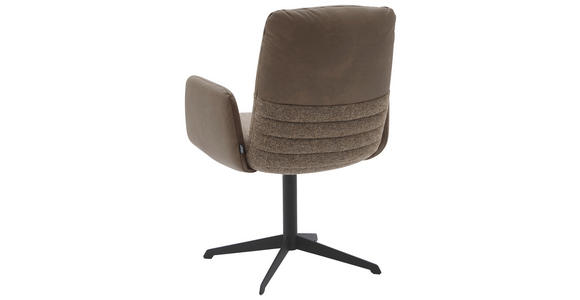 ARMLEHNSTUHL in Stahl Flachgewebe Echtleder pigmentiert - Schlammfarben/Graubraun, Design, Leder/Textil (64/93/69cm) - Dieter Knoll