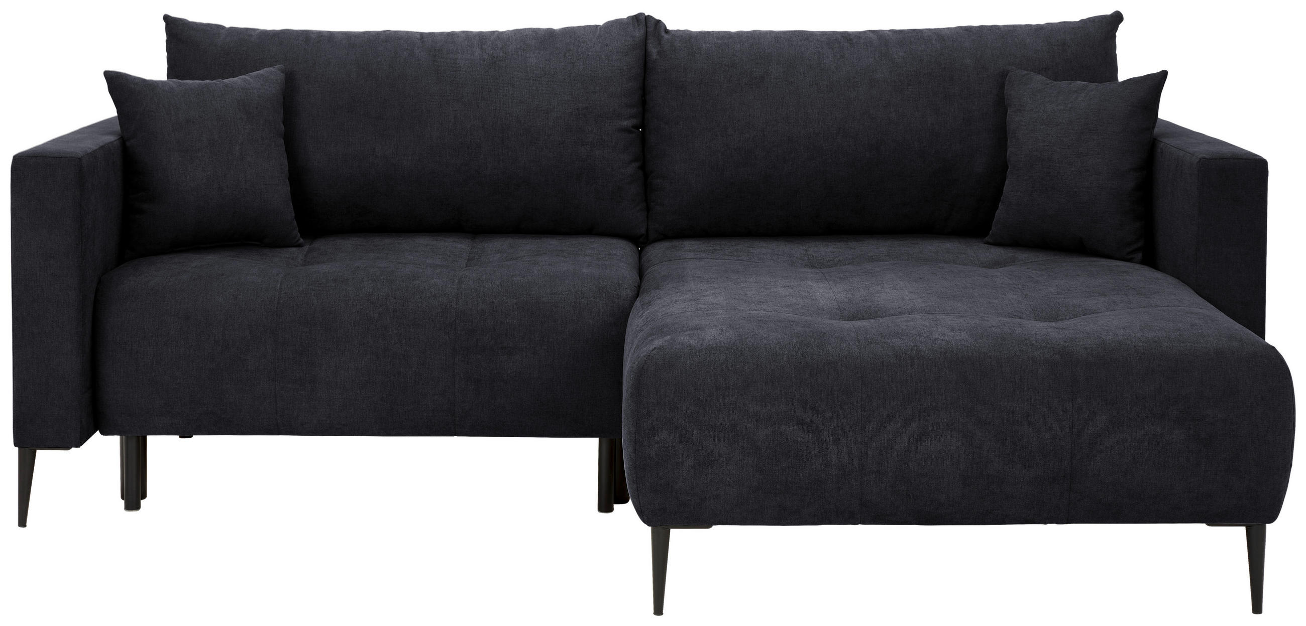 ECKSOFA in Velours Schwarz  - Schwarz, Konventionell, Textil/Metall (226/155cm) - Carryhome