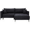 ECKSOFA in Velours Schwarz  - Schwarz, Konventionell, Textil/Metall (226/155cm) - Carryhome