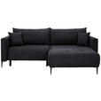 ECKSOFA in Velours Schwarz  - Schwarz, KONVENTIONELL, Textil/Metall (226/155cm) - Carryhome