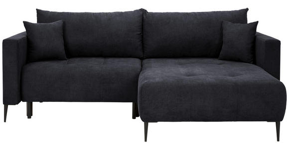 ECKSOFA Schwarz Velours  - Schwarz, KONVENTIONELL, Textil/Metall (226/155cm) - Carryhome