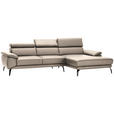 ECKSOFA in Echtleder Creme  - Creme/Schwarz, Design, Leder/Metall (295/187cm) - Novel