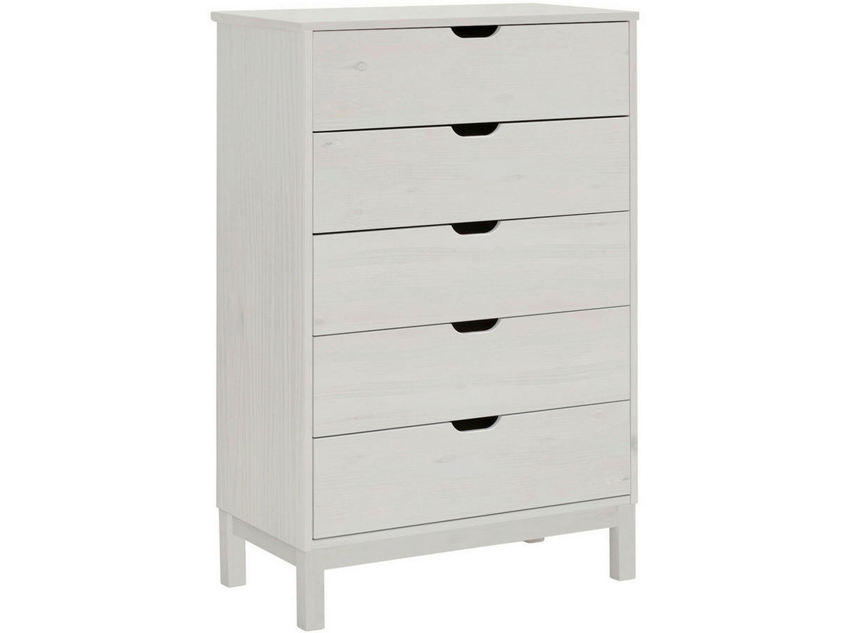 KOMMODE POZNAN, 76/113/39 cm, 5 Schublade(n)  - Weiß, Design, Holz (76/113/39cm) - Livetastic