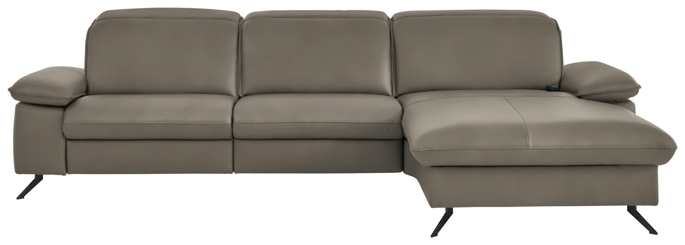 ECKSOFA  Echtleder Cappuccino  - Schwarz/Cappuccino, Design, Leder/Metall (307/169cm) - Beldomo Premium