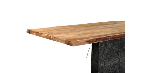 ESSTISCH in Holz, Metall, Stein 200/100/76 cm  - Schieferfarben/Schwarz, Design, Holz/Stein (200/100/76cm) - Landscape