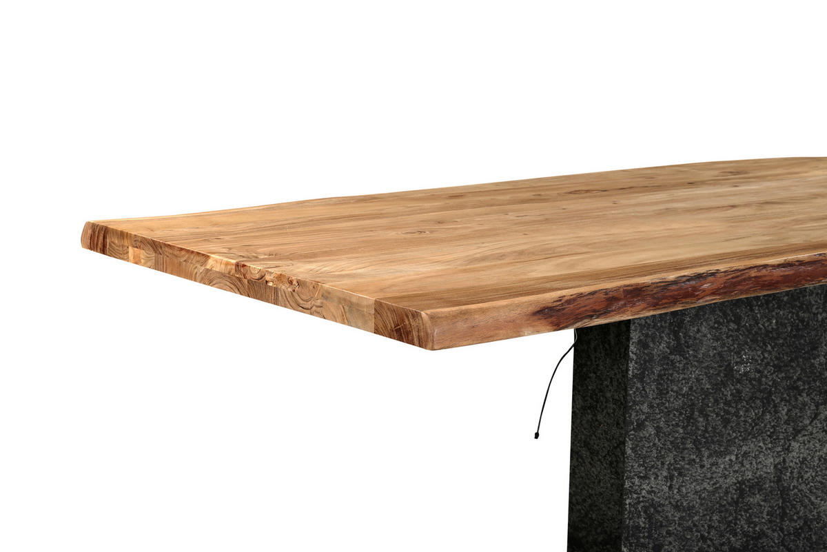 ESSTISCH in Holz, Metall, Stein 200/100/76 cm  - Schieferfarben/Schwarz, Design, Holz/Stein (200/100/76cm) - Landscape