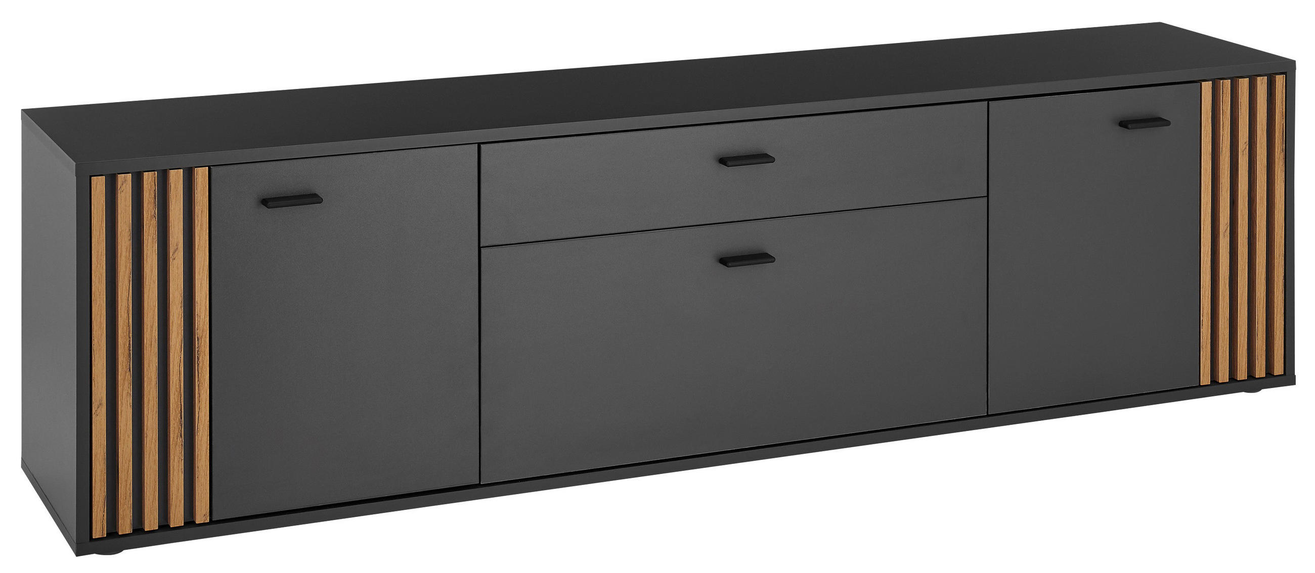 LOWBOARD Dublin  in 180/50/38 cm  - Eichefarben/Anthrazit, Design, Holzwerkstoff/Kunststoff (180/50/38cm) - Xora