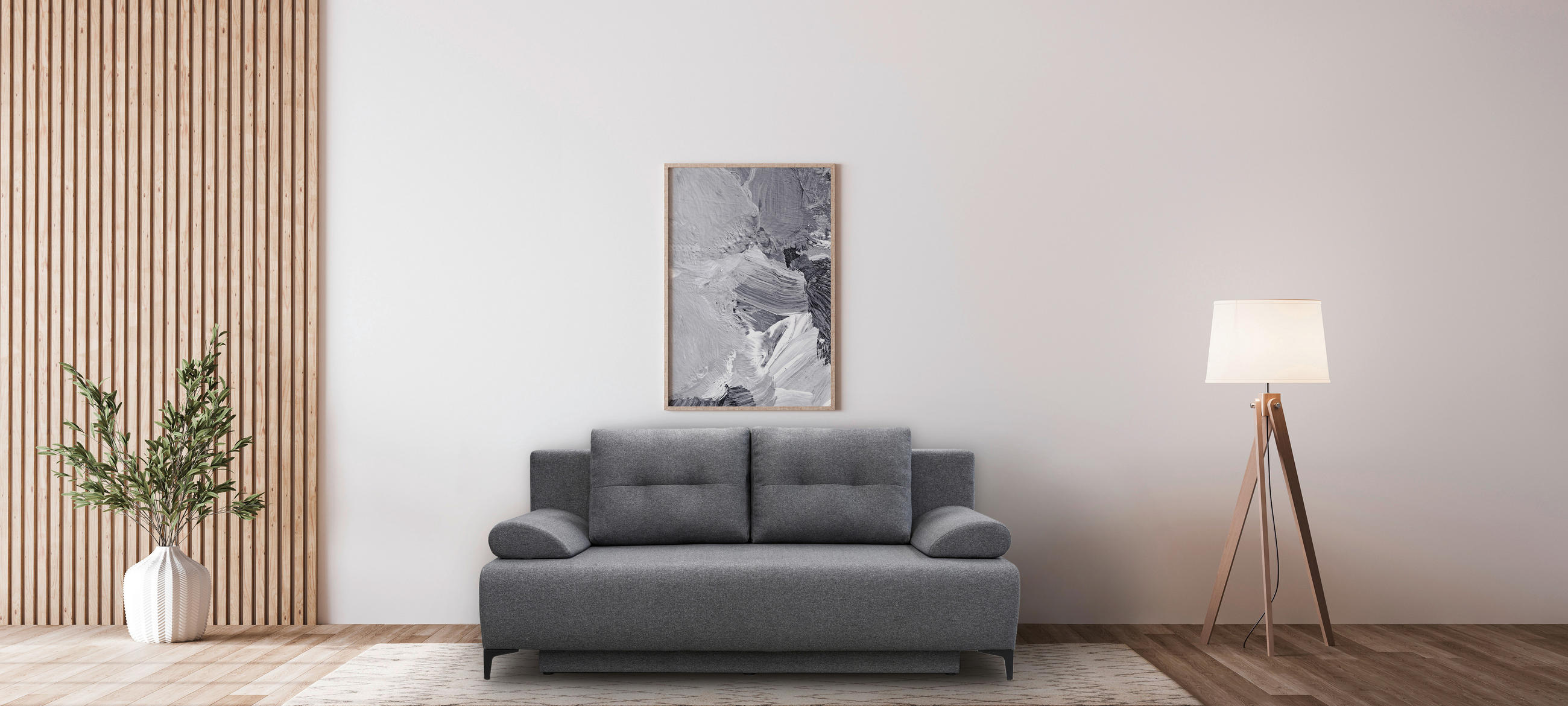 BOXSPRINGSOFA Mikrofaser Dunkelgrau  - Dunkelgrau/Schwarz, MODERN, Textil/Metall (201/100/105cm) - MID.YOU