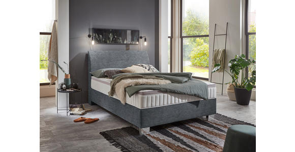 BOXSPRINGBETT 140/200 cm  in Dunkelgrau  - Chromfarben/Dunkelgrau, KONVENTIONELL, Kunststoff/Textil (140/200cm) - Hom`in