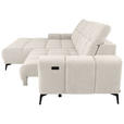 ECKSOFA inkl.Funktionen Perlmutt Chenille  - Perlmutt/Schwarz, MODERN, Textil/Metall (195/300cm) - Xora