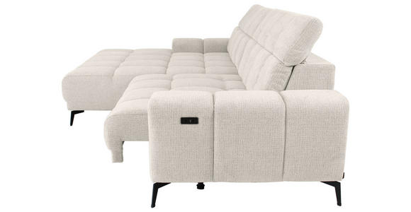 ECKSOFA inkl.Funktionen Perlmutt Chenille  - Perlmutt/Schwarz, MODERN, Textil/Metall (195/300cm) - Xora