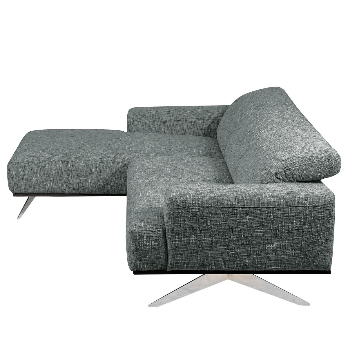 ECKSOFA PORTLAND Anthrazit Struktur Kopfteilverstellung  - Chromfarben/Anthrazit, Design, Holz/Textil (187/295cm) - Livetastic