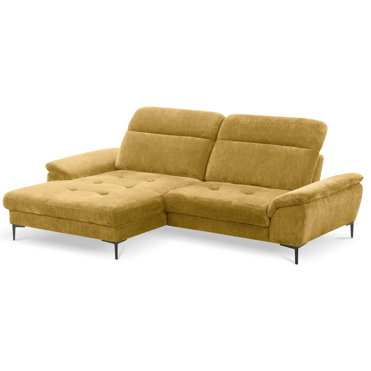 ECKSOFA  Webstoff Senfgelb  - Senfgelb/Schwarz, Design, Textil/Metall (195/268cm) - Livetastic