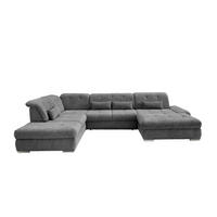 WOHNLANDSCHAFT in Chenille Anthrazit  - Chromfarben/Anthrazit, Design, Textil/Metall (254/376/195cm) - Livetastic