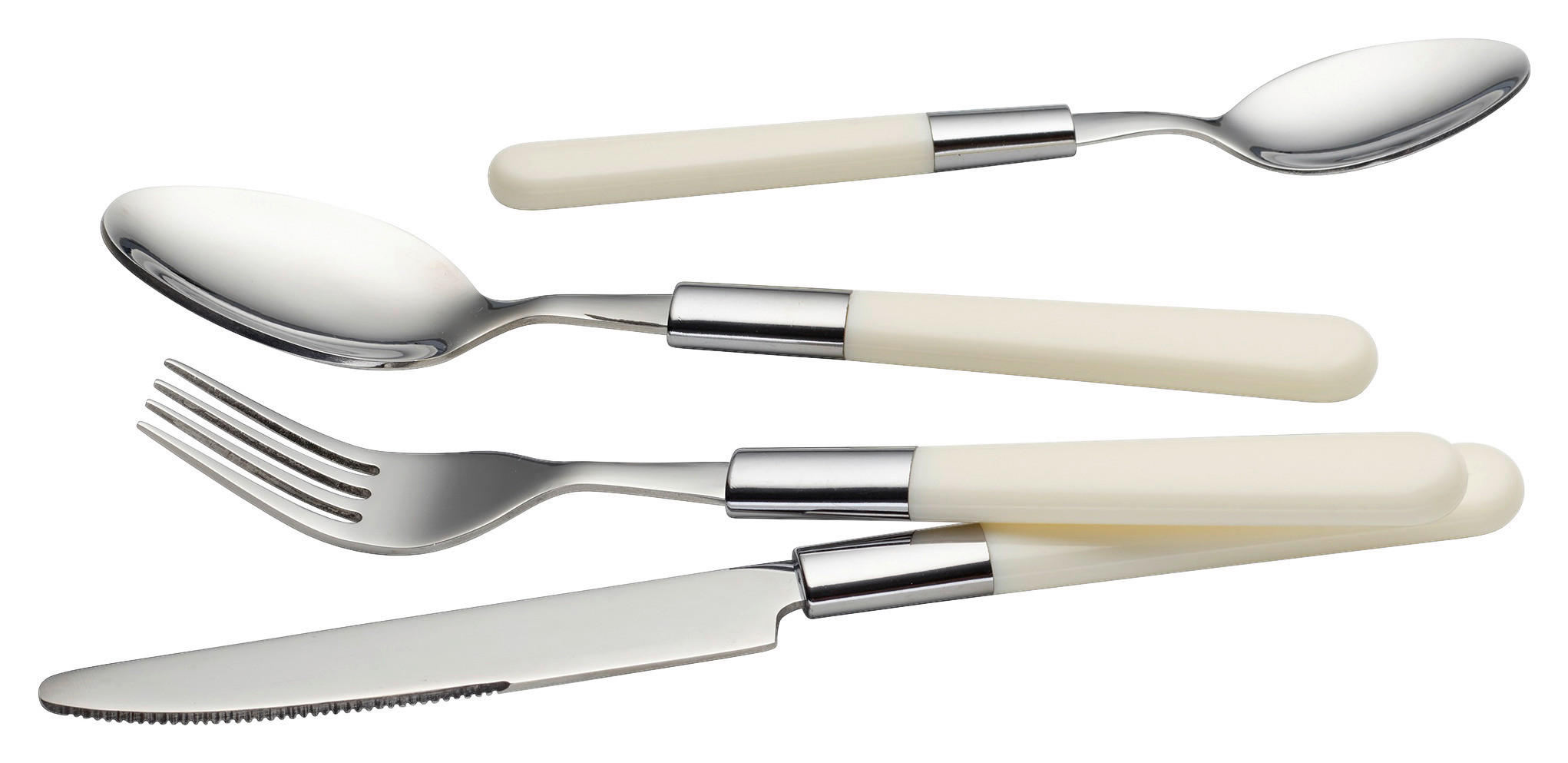 BESTECKSET  16-teilig  - Creme, Design, Kunststoff/Metall - Echtwerk