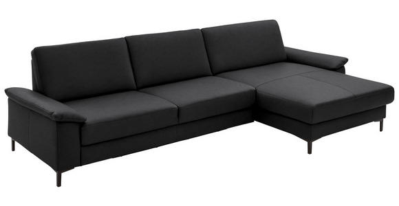 ECKSOFA in Echtleder Schwarz  - Schwarz, Design, Leder/Metall (334/176cm) - Dieter Knoll