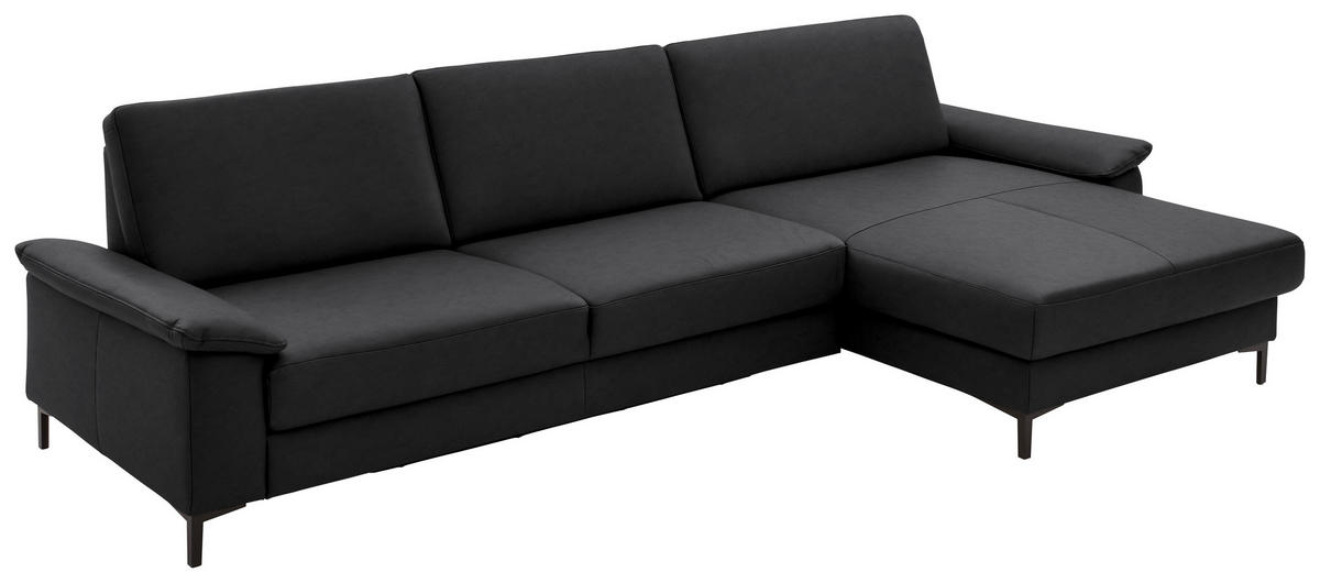 ECKSOFA in Echtleder Schwarz  334/176 cm  - Schwarz, Design, Leder/Metall (334/176cm) - Dieter Knoll