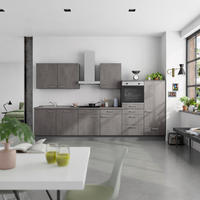 KÜCHENBLOCK Riva 360 cm  in Schieferfarben  - Schieferfarben/Edelstahlfarben, MODERN, Holzwerkstoff/Metall (360cm) - Nobilia
