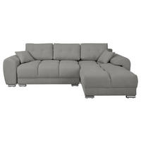 ECKSOFA Mikrofaser Grau  - Silberfarben/Grau, Design, Textil/Metall (256/175cm) - Livetastic