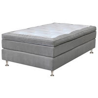 KONTINENTALSÄNG 120/200 cm  i greige  - greige/aluminiumfärg, Klassisk, metall/trä (120/200cm)