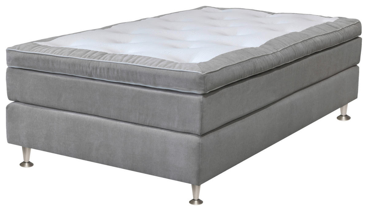 KONTINENTALSÄNG 120/200 cm  i greige  - greige/aluminiumfärg, Klassisk, metall/trä (120/200cm)