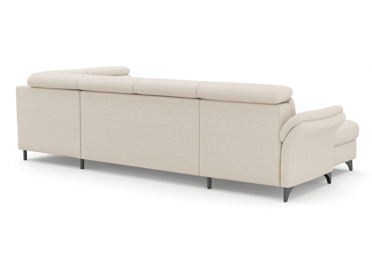 WOHNLANDSCHAFT GLENDALE E Creme Flachgewebe  - Creme/Schwarz, KONVENTIONELL, Textil/Metall (166/321/193cm) - Sit & More