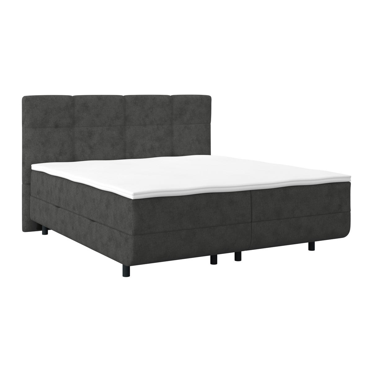 POLSTERBETT Bettkasten, Topper 180/200 cm  in Dunkelgrau  - Dunkelgrau/Schwarz, MODERN, Kunststoff/Textil (180/200cm) - MID.YOU