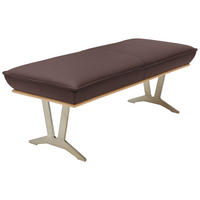 HOCKERBANK 130/49/54 cm  in Braun  - Edelstahlfarben/Beige, Design, Leder/Holz (130/49/54cm) - Ambiente