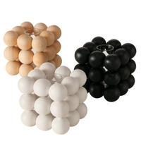 VASE 9 cm  - Schwarz/Braun, Trend, Glas/Holz (9/9cm)