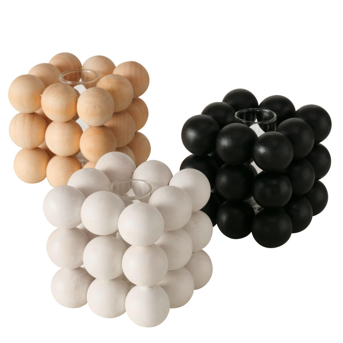 VASE 9 cm  - Schwarz/Braun, Trend, Glas/Holz (9/9cm)