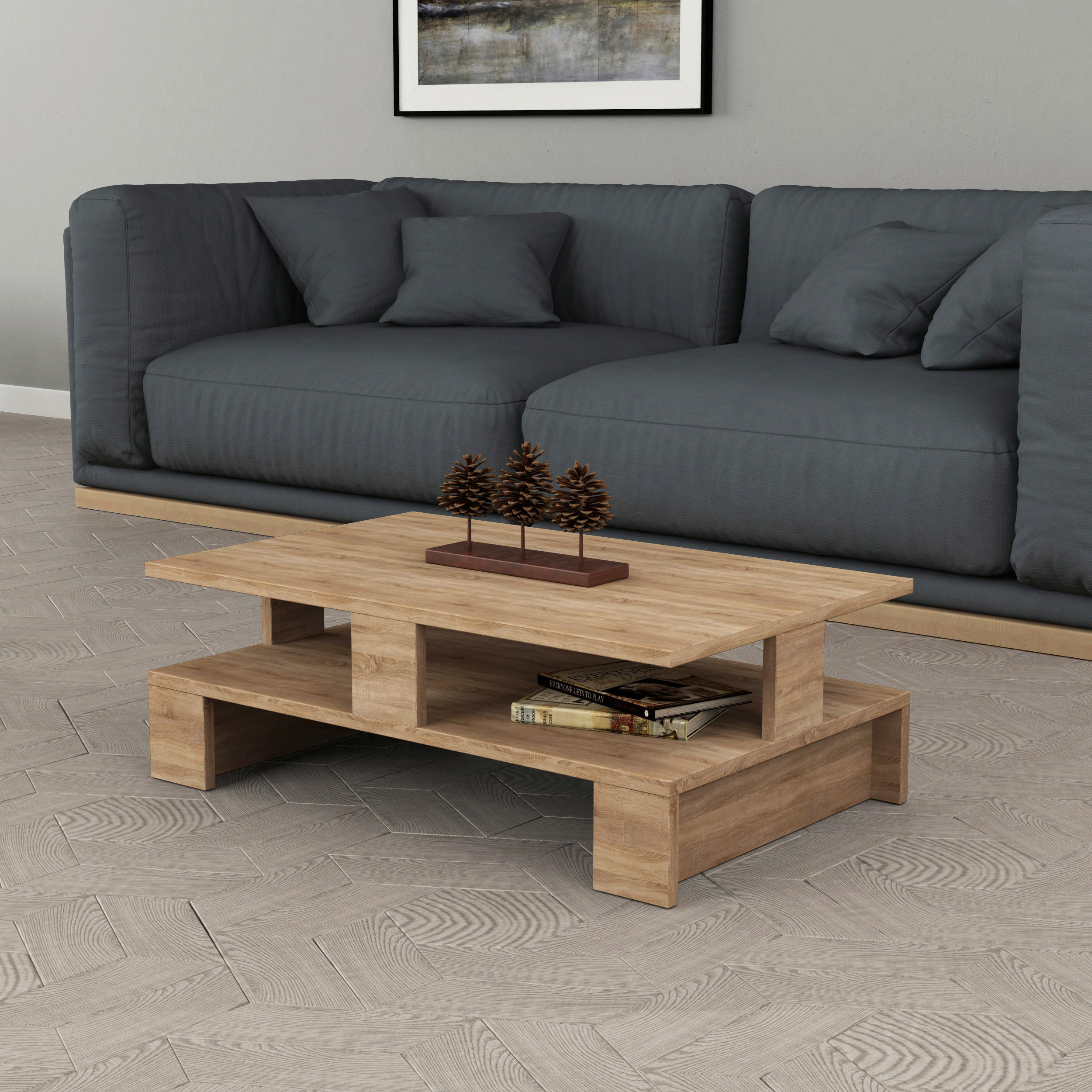 COUCHTISCH 80/50/28 cm Eichefarben  - Eichefarben, Design, Holzwerkstoff (80/50/28cm) - Livetastic