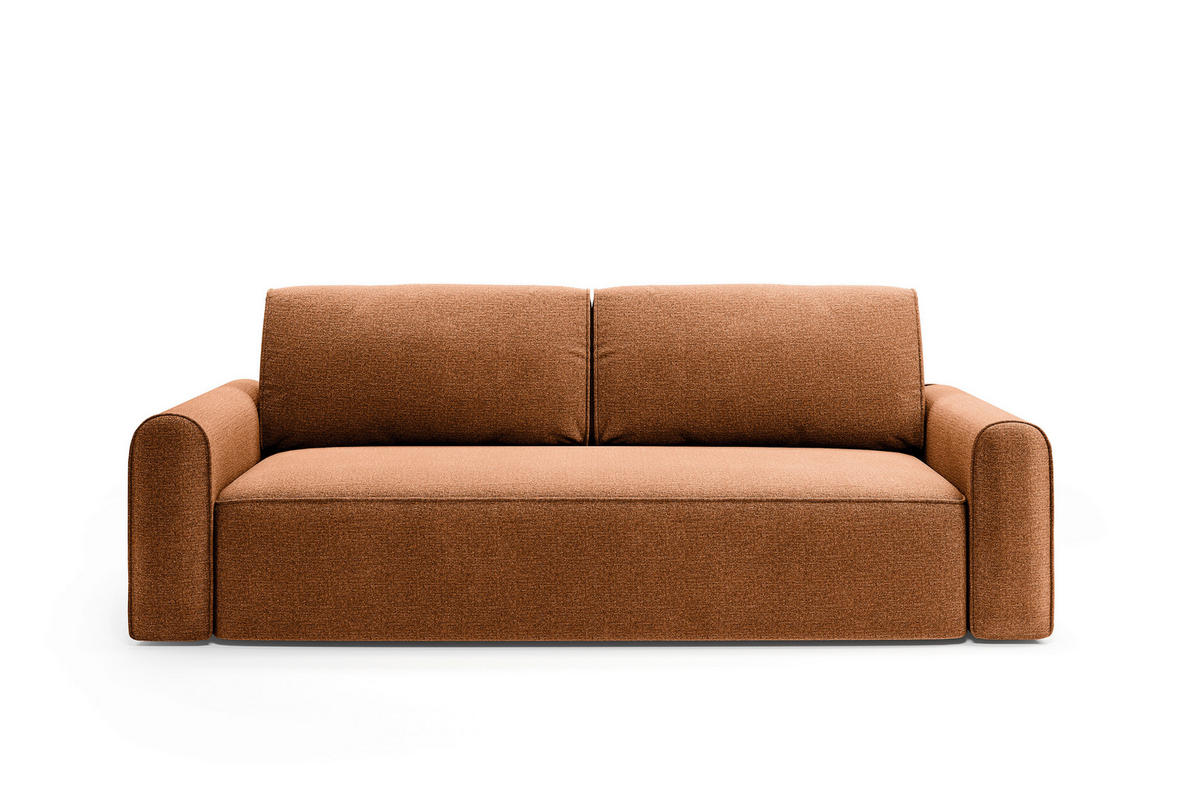 SCHLAFSOFA Chenille Terracotta  - Terracotta/Schwarz, Modern, Holz/Holzwerkstoff (240/92/103cm) - Livetastic