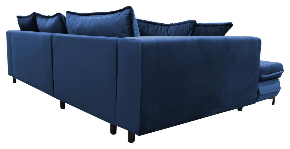 ECKSOFA in Velours Royalblau  187/277 cm  - Blau/Royalblau, Design, Textil/Metall (187/277cm) - Livetastic