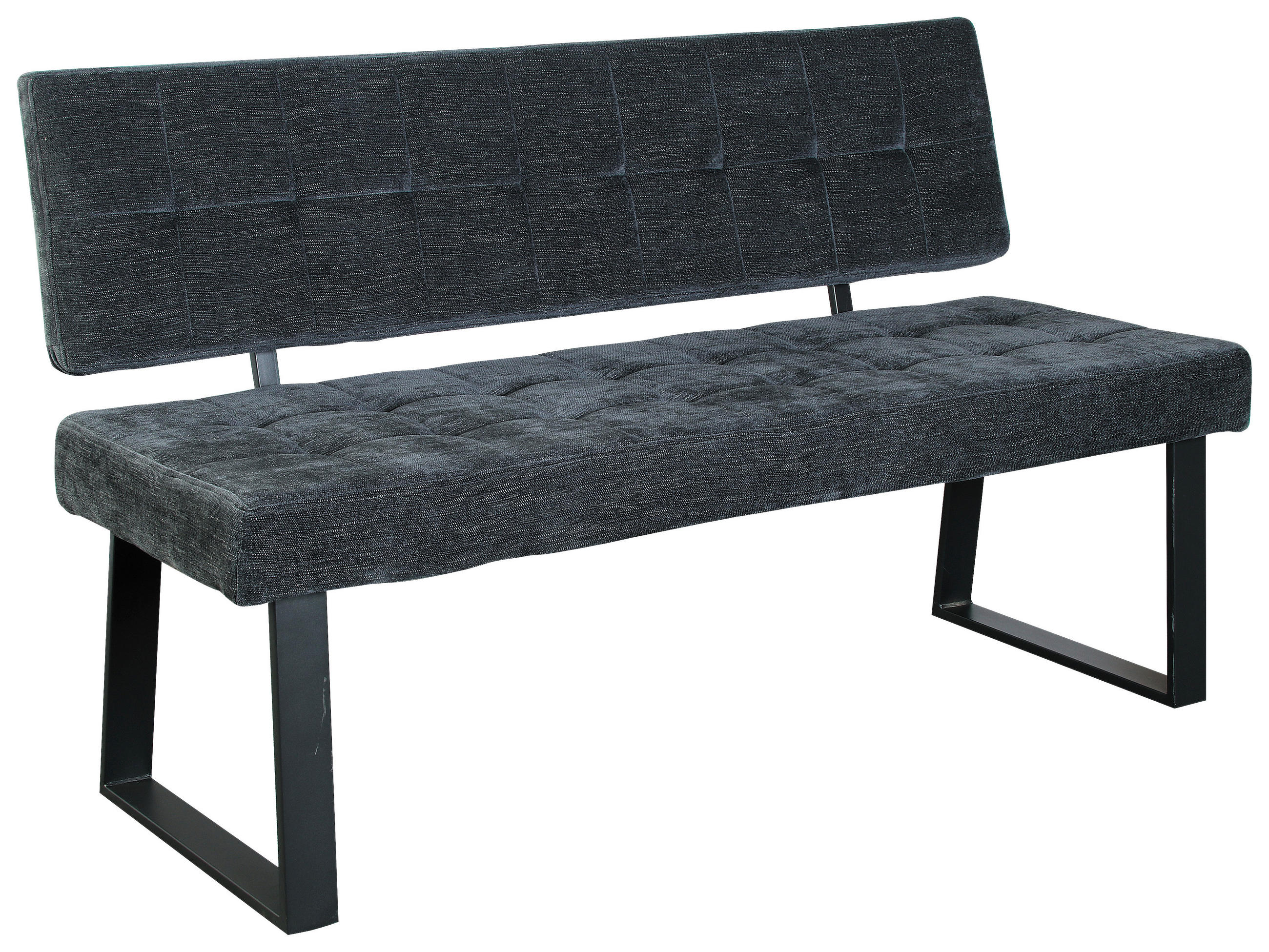 SITZBANK 140/85/56 cm Webstoff Dunkelgrau  - Dunkelgrau/Schwarz, MODERN, Textil/Metall (140/85/56cm) - MID.YOU
