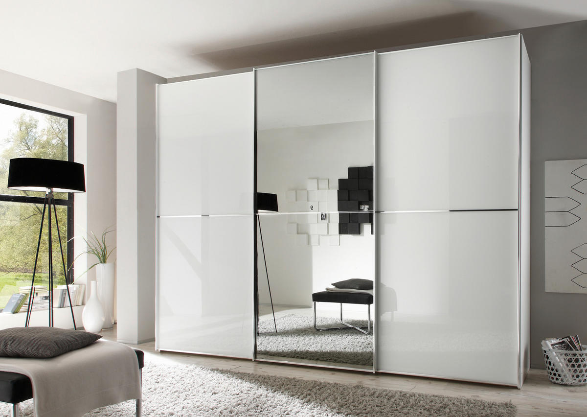 SCHWEBETÜRENSCHRANK 336/240/68 cm 3-türig Anthrazit, Schwarz, Eichefarben  - Eichefarben/Anthrazit, Design, Glas/Holz (336/240/68cm) - Dieter Knoll