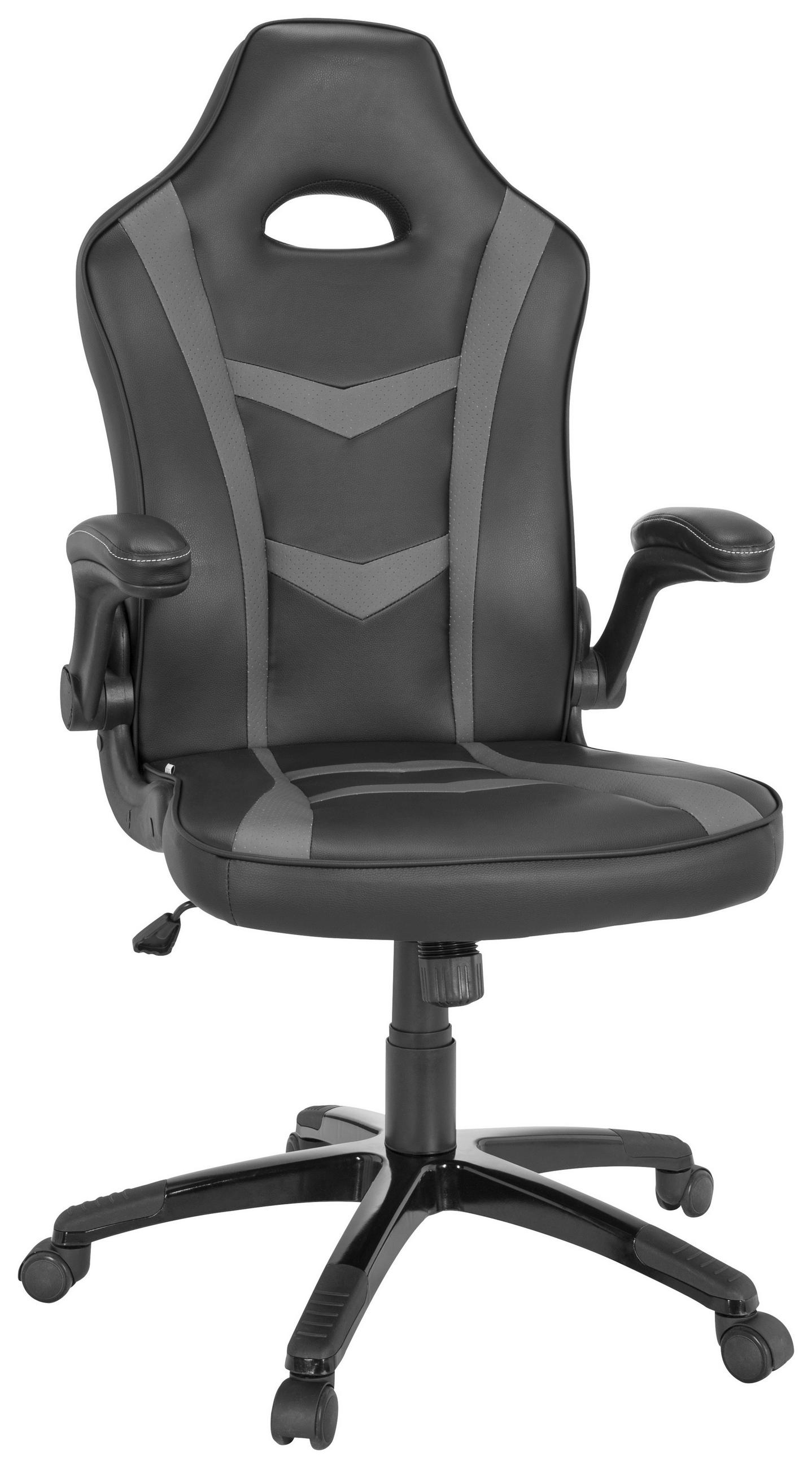 GAMINGSTUHL Grau, Schwarz Textil   - Schwarz/Weiß, MODERN, Kunststoff/Textil (65/121/66cm) - MID.YOU