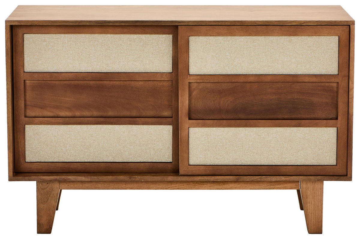 KOMMODE  in 120/45/76 cm  - Hellgrau/Naturfarben, Design, Holz/Textil (120/45/76cm) - Livetastic