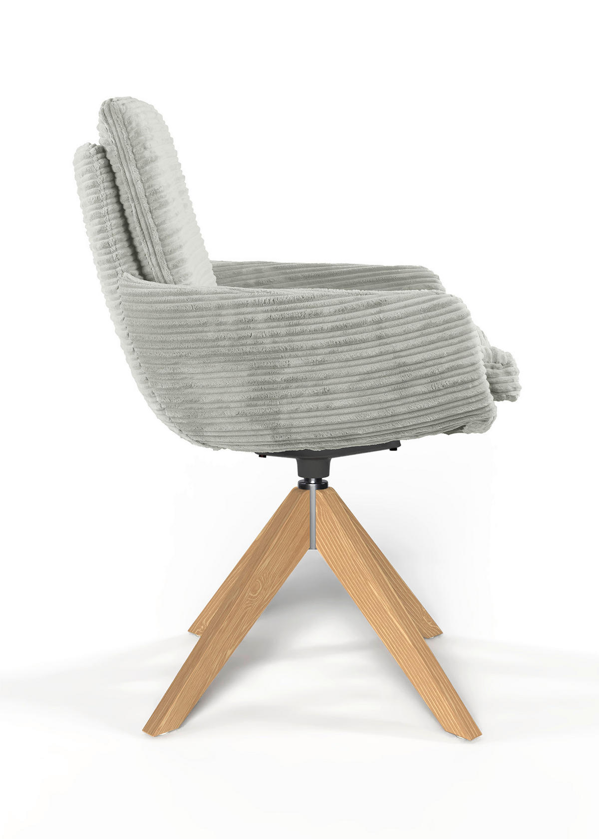 ARMLEHNSTUHL  Beinauswahl, Sitzfläche 360° drehbar, automatische Rückholfunktion, Stoff-/Lederauswahl gerippt  Naturfarben  - Eichefarben/Naturfarben, Design, Holz/Textil (60/91/62cm) - Valdera