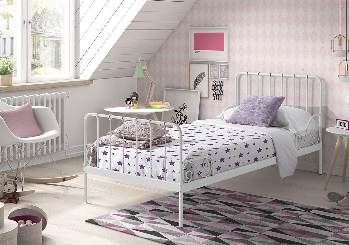 KINDER-/JUNIORBETT - Weiß, ROMANTIK / LANDHAUS, Holzwerkstoff/Metall (90/200cm) - MID.YOU