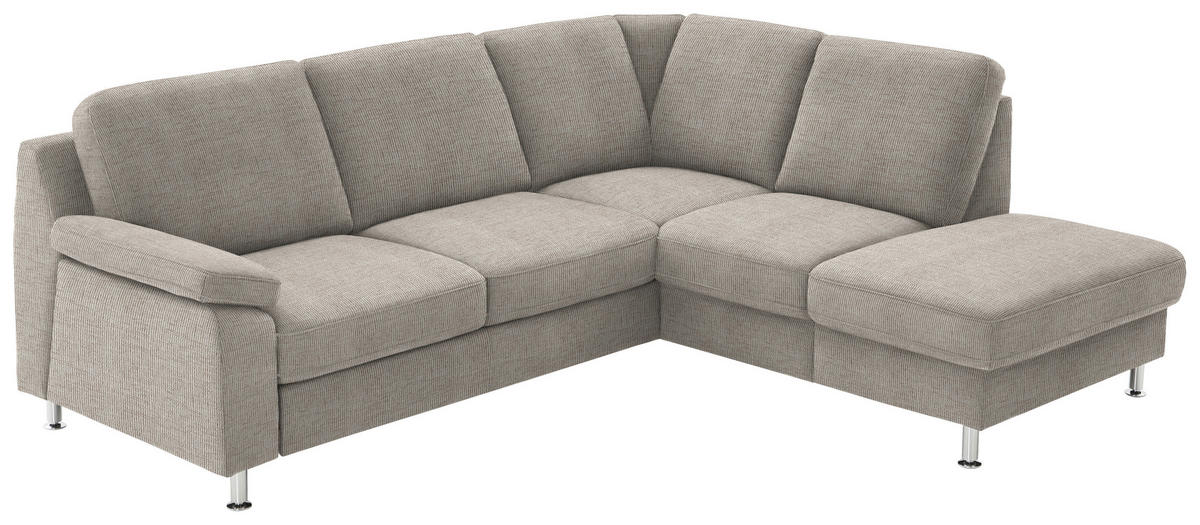 ECKSOFA in Webstoff Beige  - Beige/Alufarben, Konventionell, Textil/Metall (241/200cm) - Beldomo System