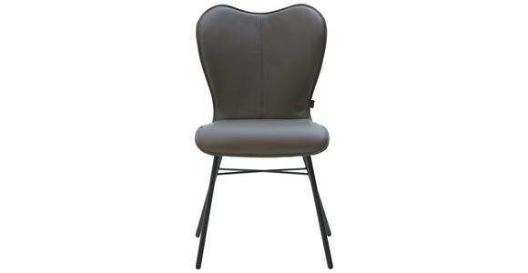 STUHL Echtleder Anthrazit, Dunkelgrau - Dunkelgrau/Anthrazit, Design, Leder/Metall (48/89/61cm) - Dieter Knoll