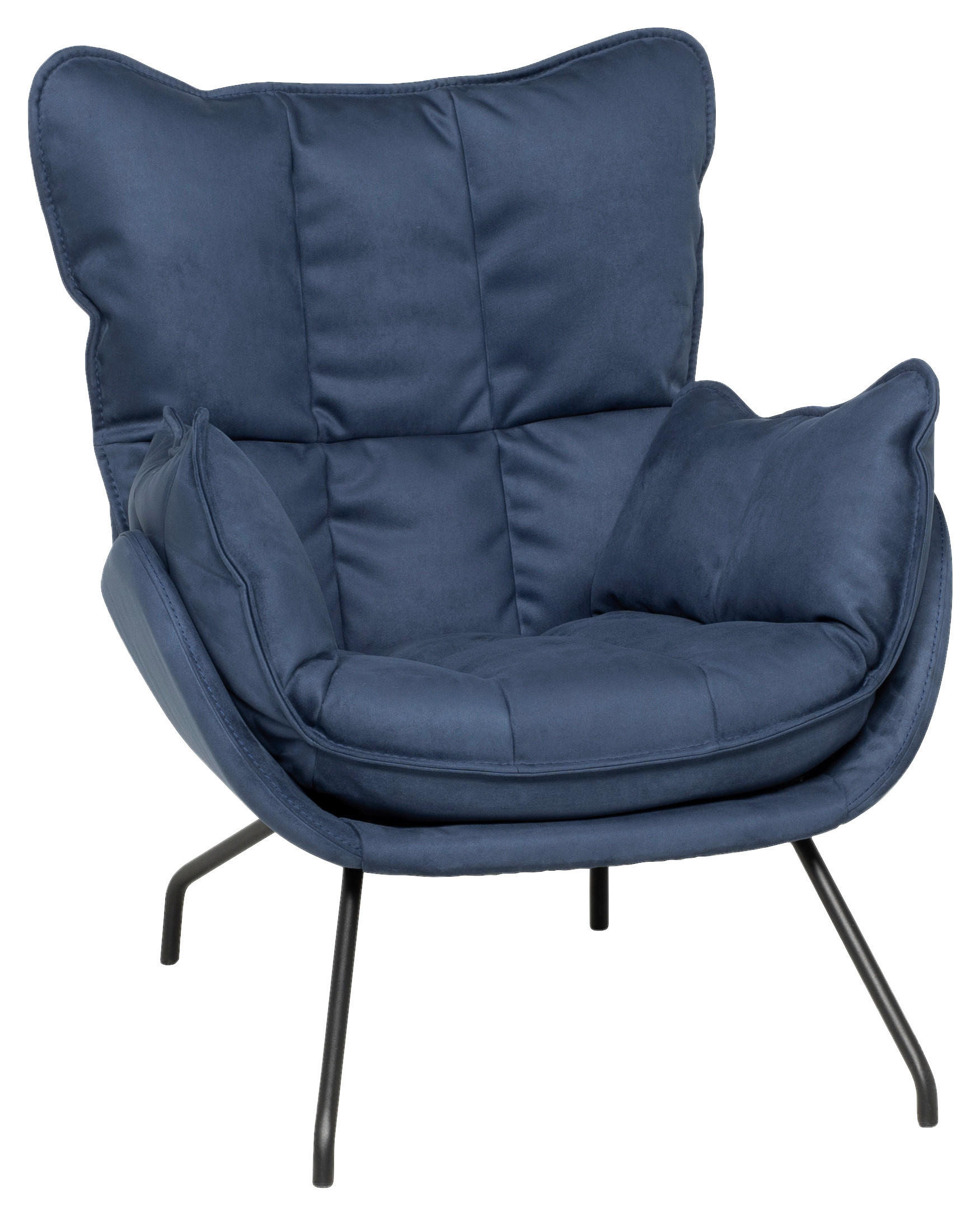 SESSEL in Mikrofaser Dunkelblau  - Schwarz/Dunkelblau, MODERN, Textil/Metall (80/95/90cm) - Designwerk