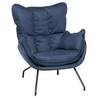 SESSEL in Mikrofaser Dunkelblau  - Schwarz/Dunkelblau, MODERN, Textil/Metall (80/95/90cm) - Designwerk